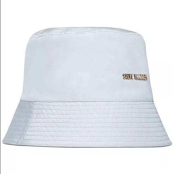STEVE MADDEN Satin Lined Nylon Bucket Hat w Logo and stitching Light Blue - Picture 7 of 7